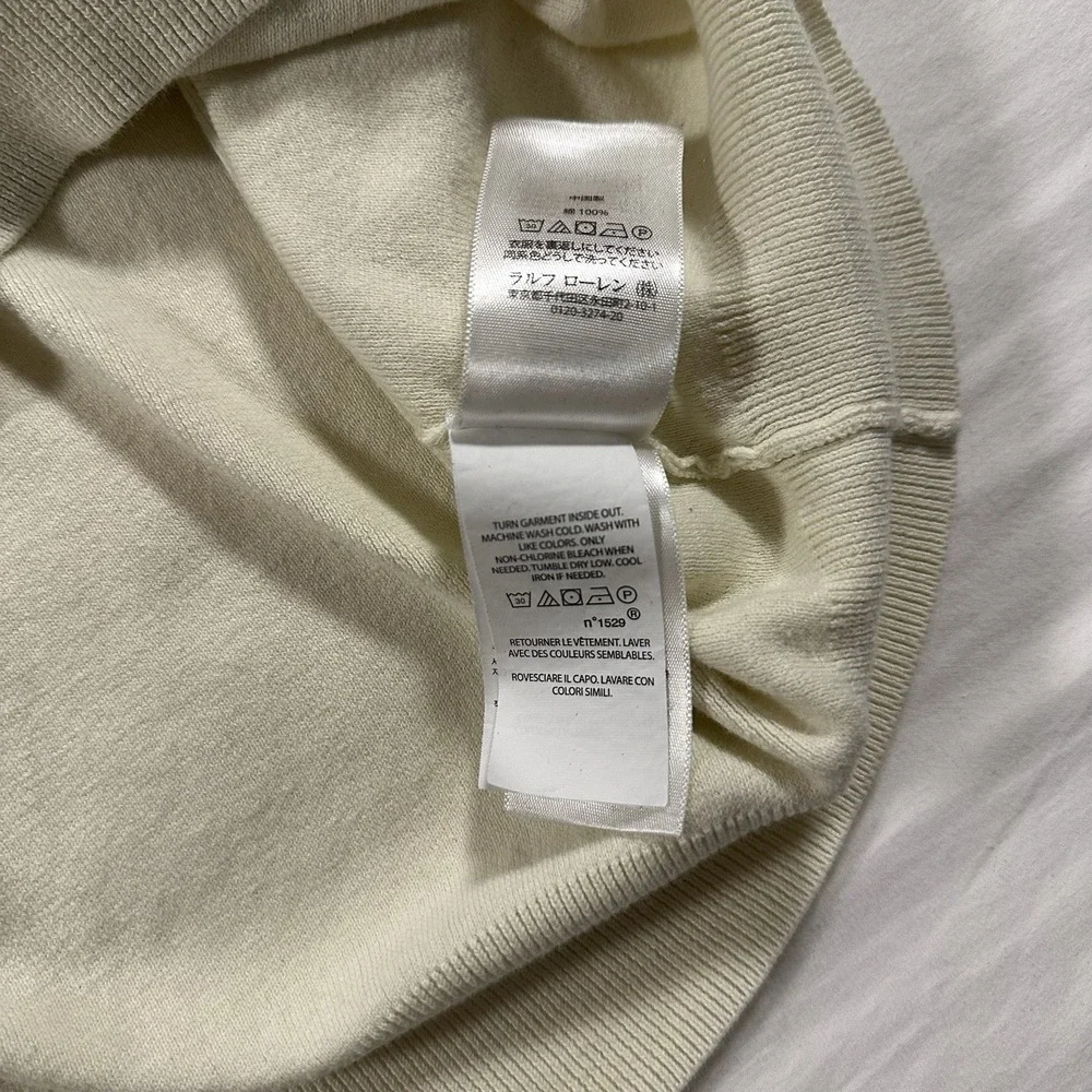 Polo Ralph Lauren Sleeveless Soft Cream Sweater Vest 100%‎ Pima Cotton Size XL